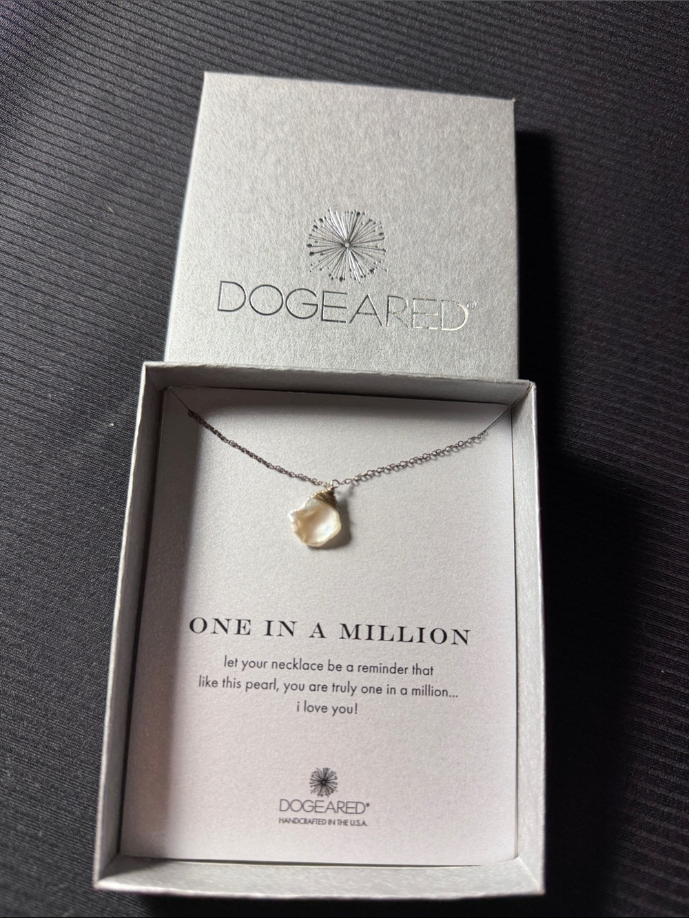Dogeared Irregular Pearl Pendant Necklace - Silver Chain